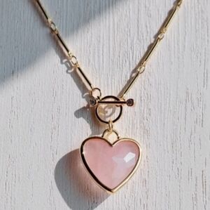 Rose quartz heart necklace
